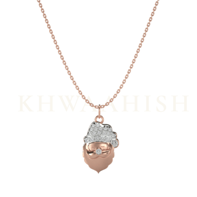 Front view of the Sparkling Santa Diamond Kids Pendant chain in rose gold
