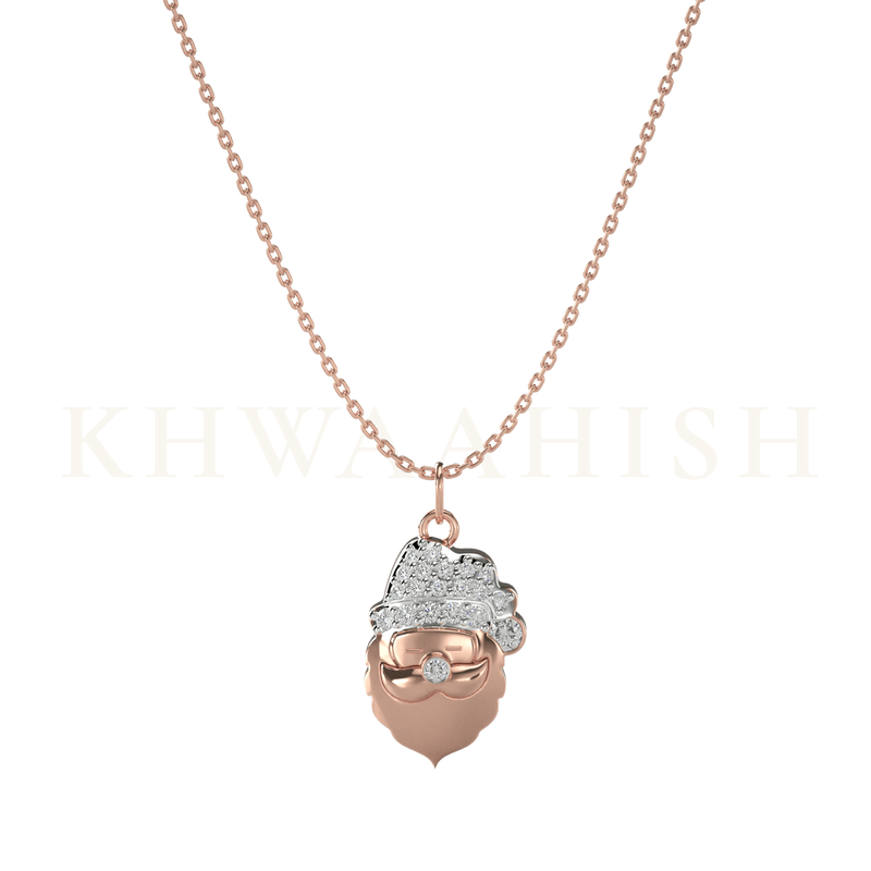 Front view of the Sparkling Santa Diamond Kids Pendant chain in rose gold
