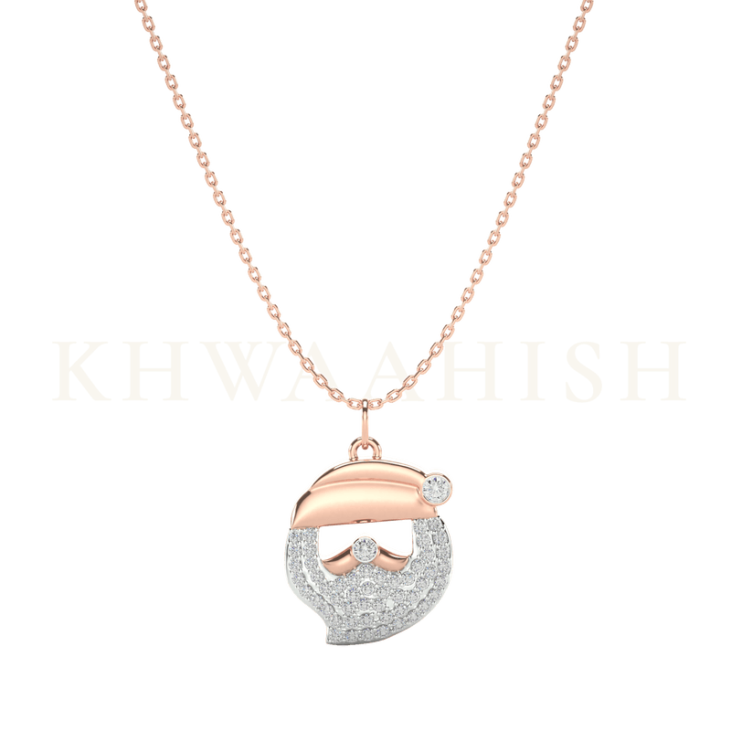 Front view of the Santa Love Diamond Kids Pendant chain in rose gold