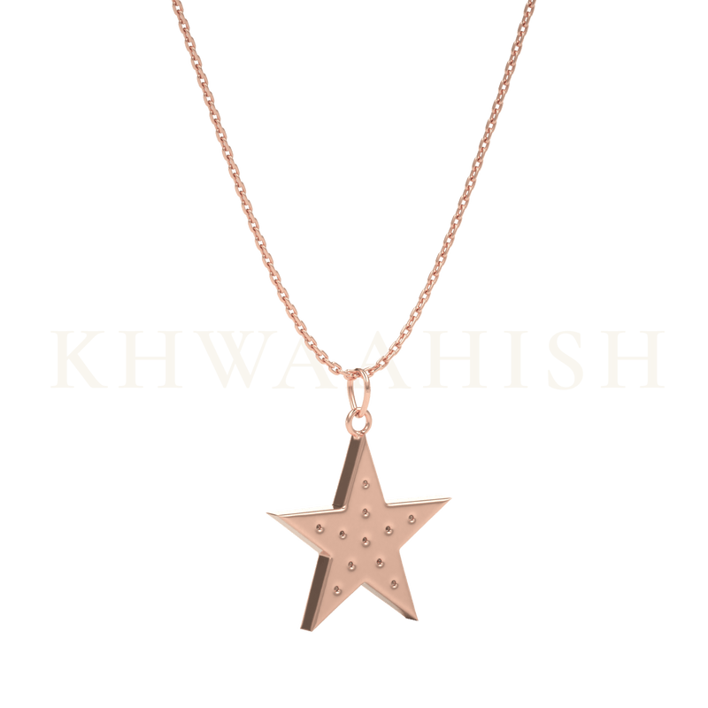 Backside view of the Shining Star Diamond Kids Pendant chain in rose gold.