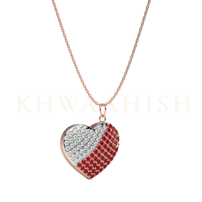 Front slanting view of the Christmas Love Diamond Kids Pendant chain in rose gold .