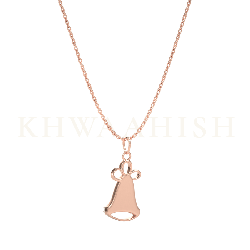 Backside view of the Jingle Bells Diamond Kids Pendant chain in rose gold.