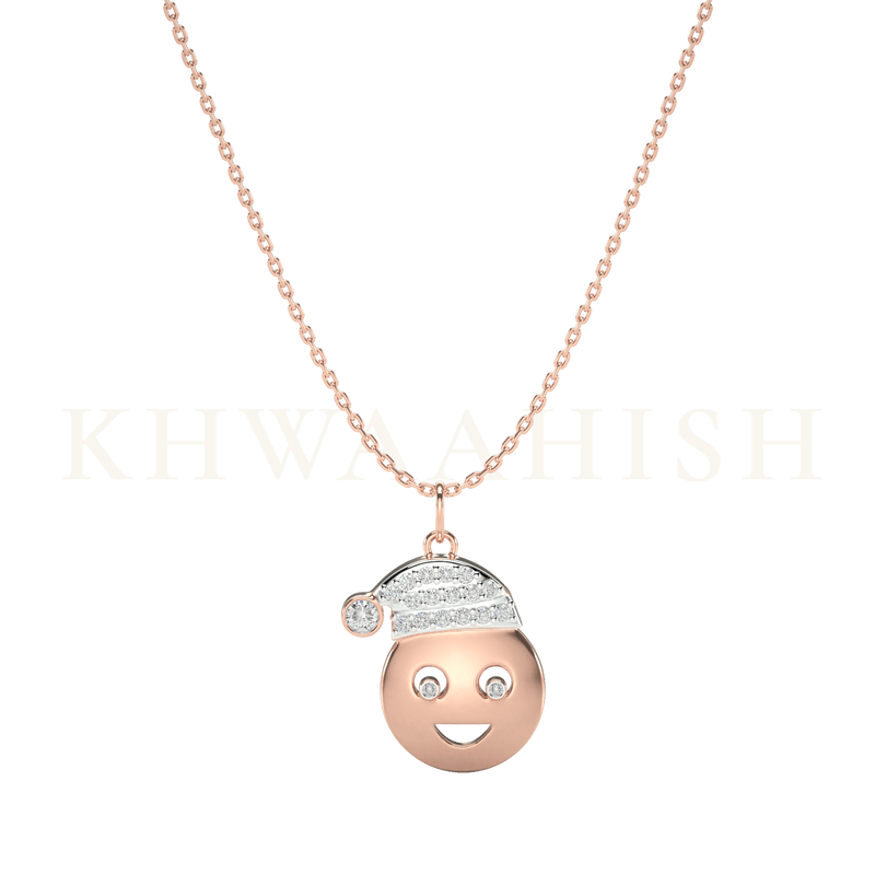 Front side view of the Glistening Joy Diamond Kids Pendant chain in rose gold .