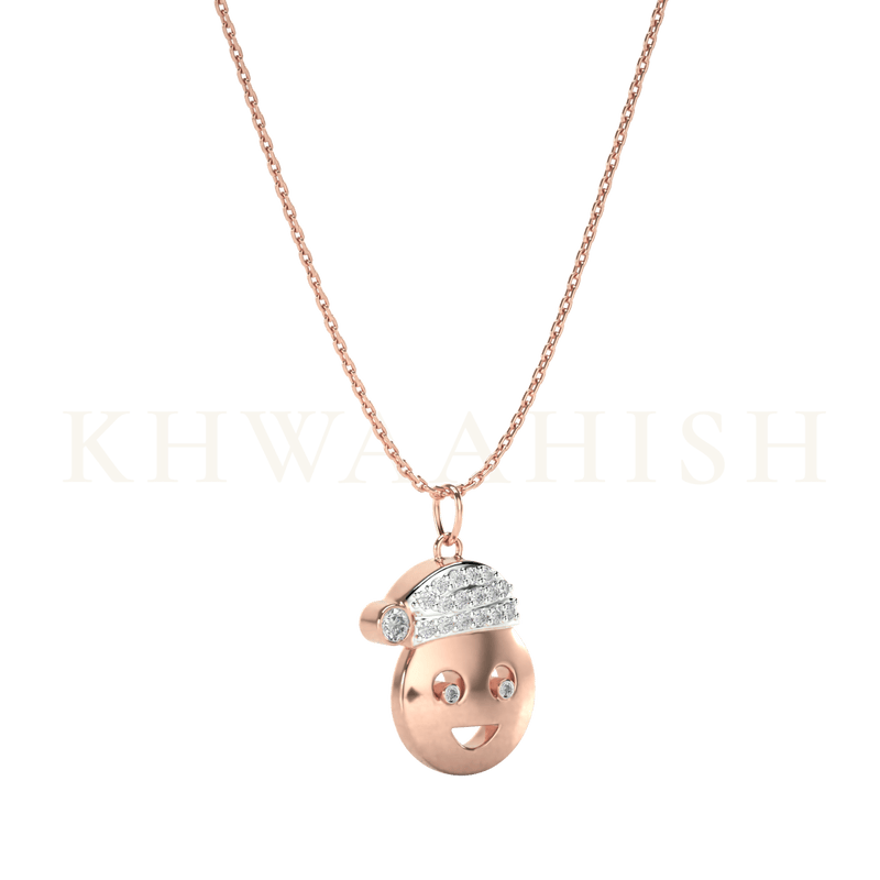 Front slanting view of the Glistening Joy Diamond Kids Pendant chain in rose gold.