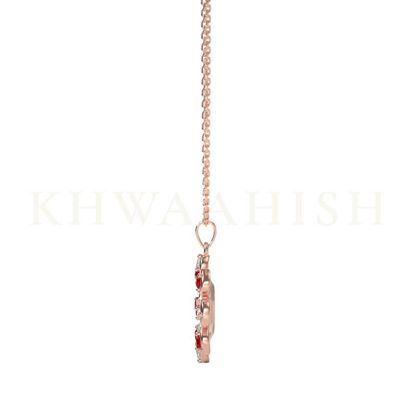 Side view of the Smiling Flora Diamond Kids Pendant chain in rose gold.