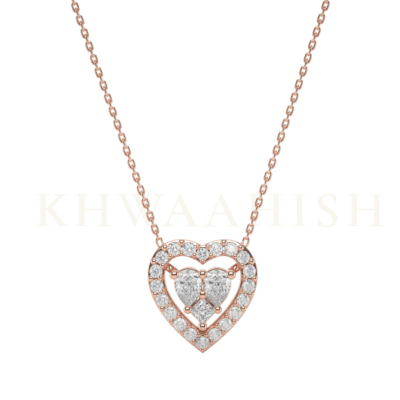 Blushing Hearts Single Line Diamond Necklace