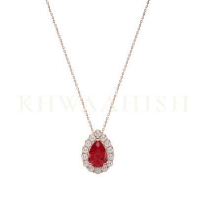 Rosy Charm Diamond & Ruby Single Line Necklace