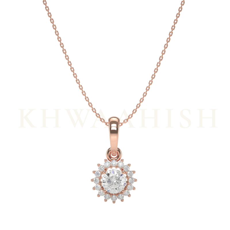 Front view of 0.30 ct Empyra Solitaire Diamond Necklace in rose gold.