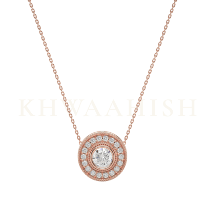 Front view of 0.30 ct Concentric Incandescence Solitaire Diamond Necklace in rose gold.
