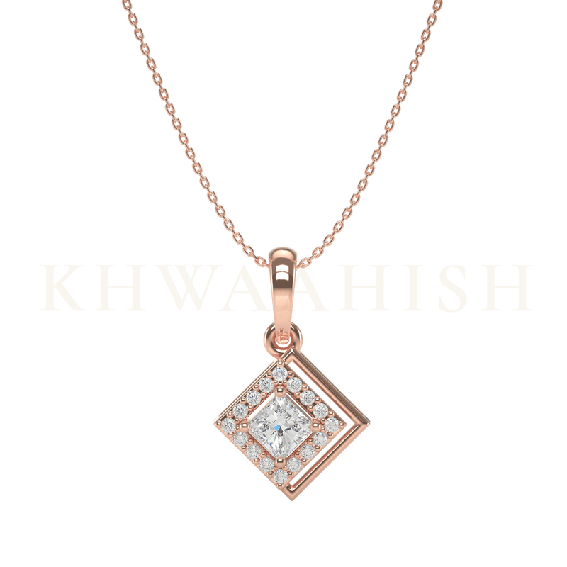 Front view of 0.25 ct Dreamy Delights Solitaire Diamond Necklace in rose gold.