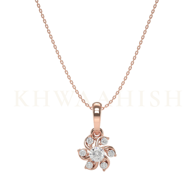 Front view of 0.15 ct Bergamot Solitaire Diamond Necklace in rose gold.
