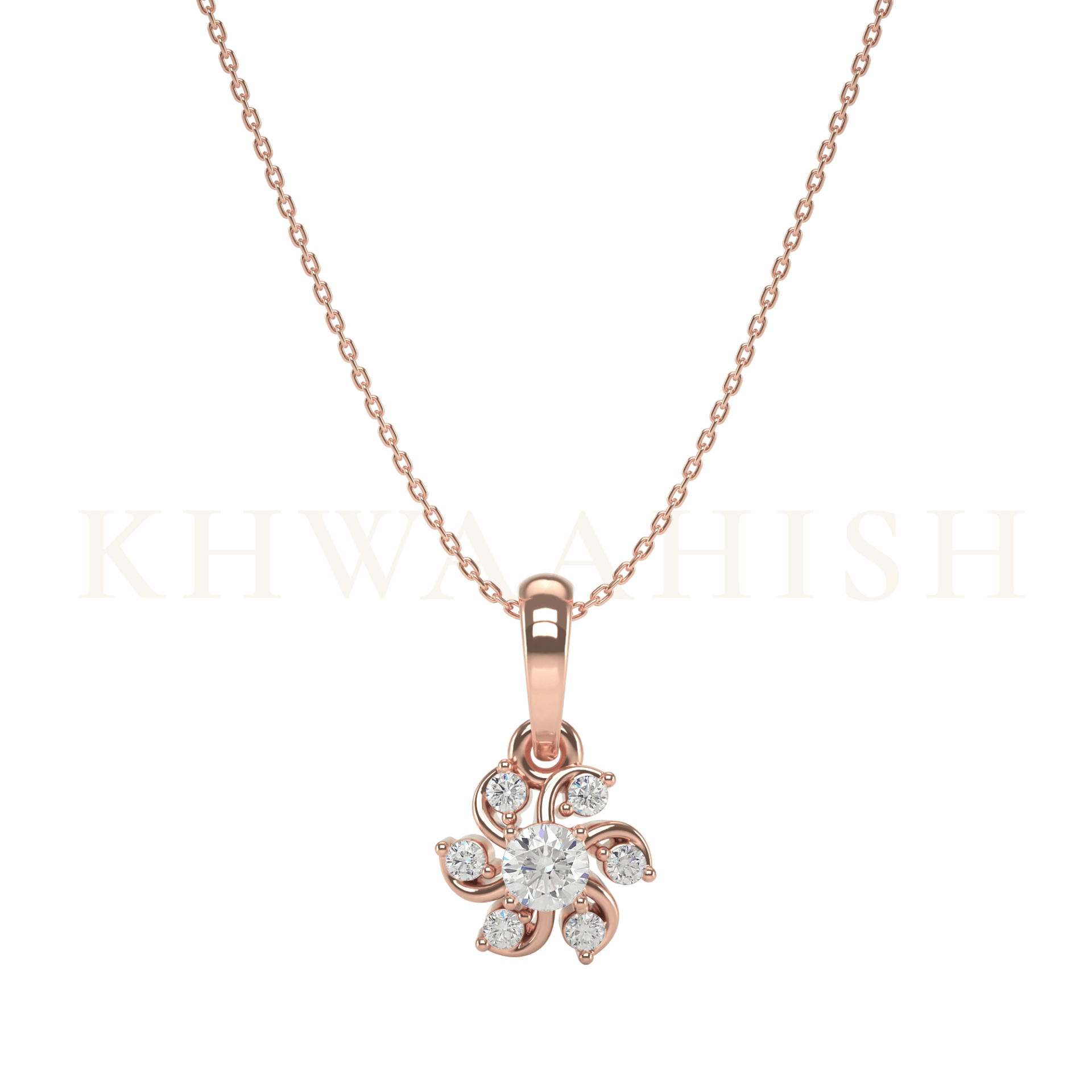 Front view of 0.15 ct Bergamot Solitaire Diamond Necklace in rose gold.