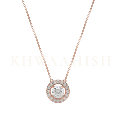 Front view of 0.30 ct Cerchio Solitaire Diamond Necklace in rose gold.