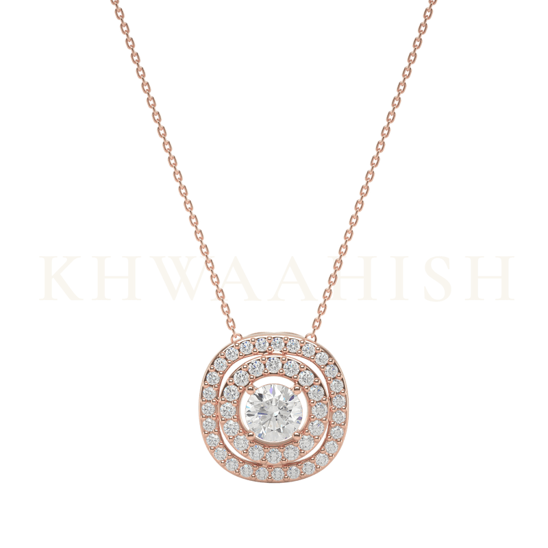 Front view of 0.30 ct Magnífik Solitaire Diamond Necklace in rose gold.