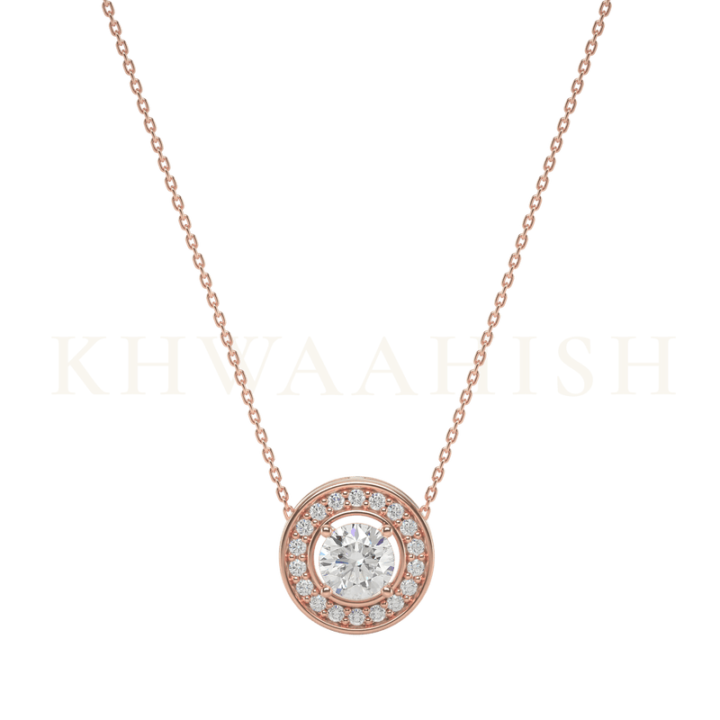 Front view of 0.30 ct Eleniah Solitaire Diamond Necklace in rose gold.