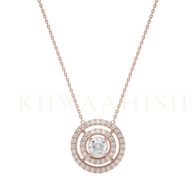 Front view of 0.25 ct Radial Radiance Solitaire Diamond Necklace in rose gold.