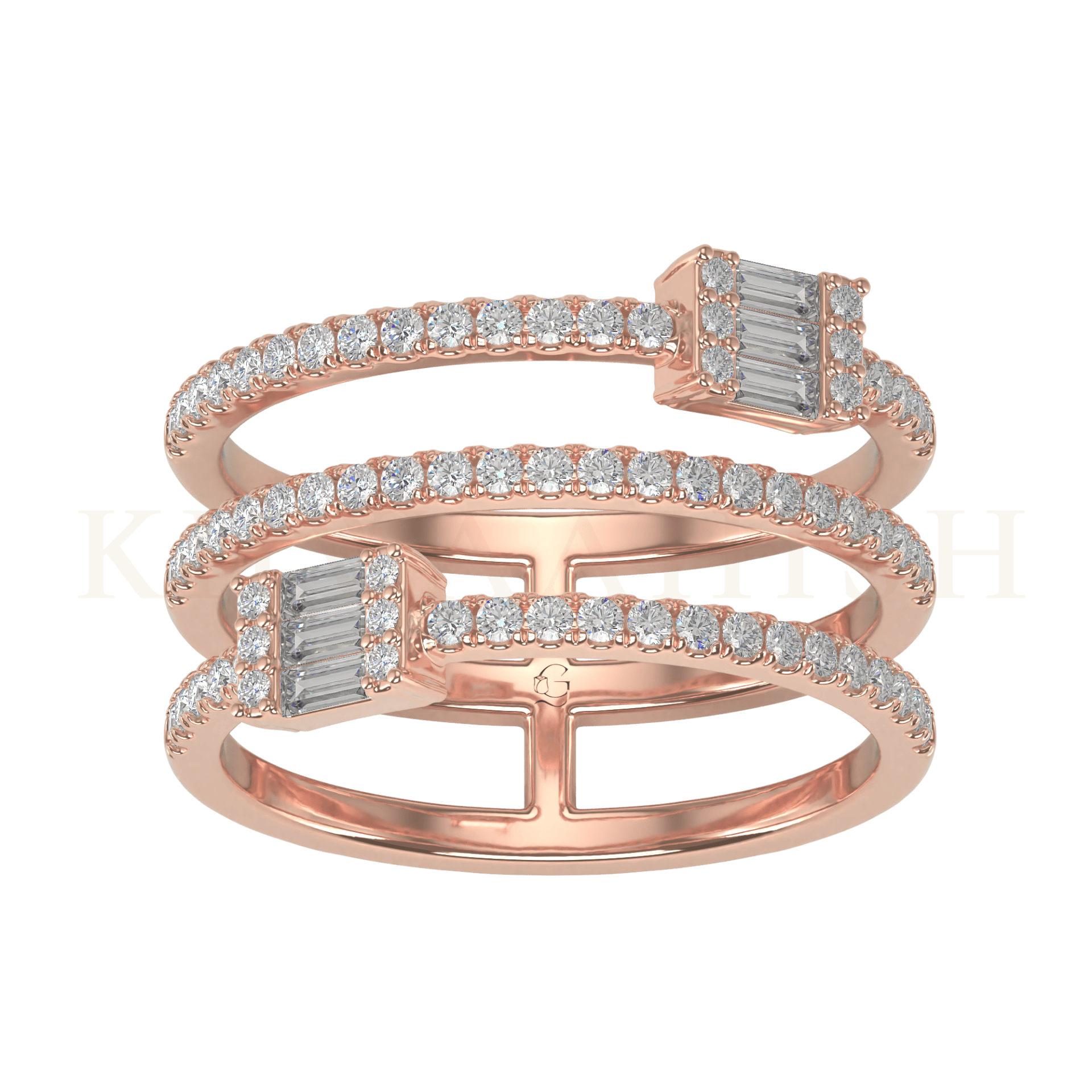 Top view of Radiating Elegance Diamond Band Ring  in rose gold.