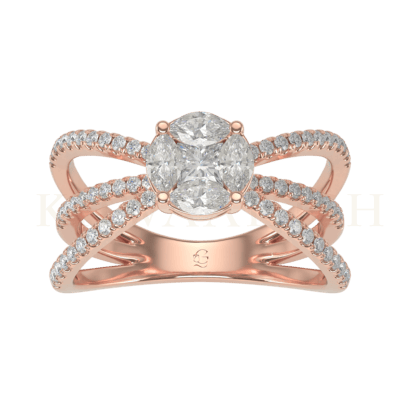 Top view of 1.50 ct Round Solitaire Look Ravishing Radiance Diamond Ring in rose gold.