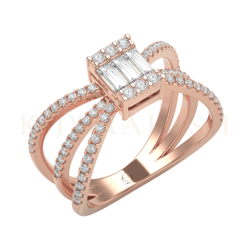Front view of Effervescent Radiance Diamond Band Ring in rose gold.