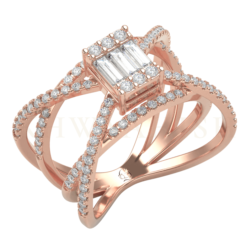 Slanting view of Infinite Beauty Diamond Band Ring in rose gold.