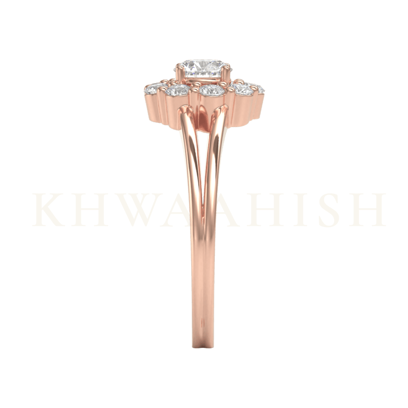 Side view of 0.30 Ct Ravishing Chloris Solitaire Diamond Ring in rose gold.
