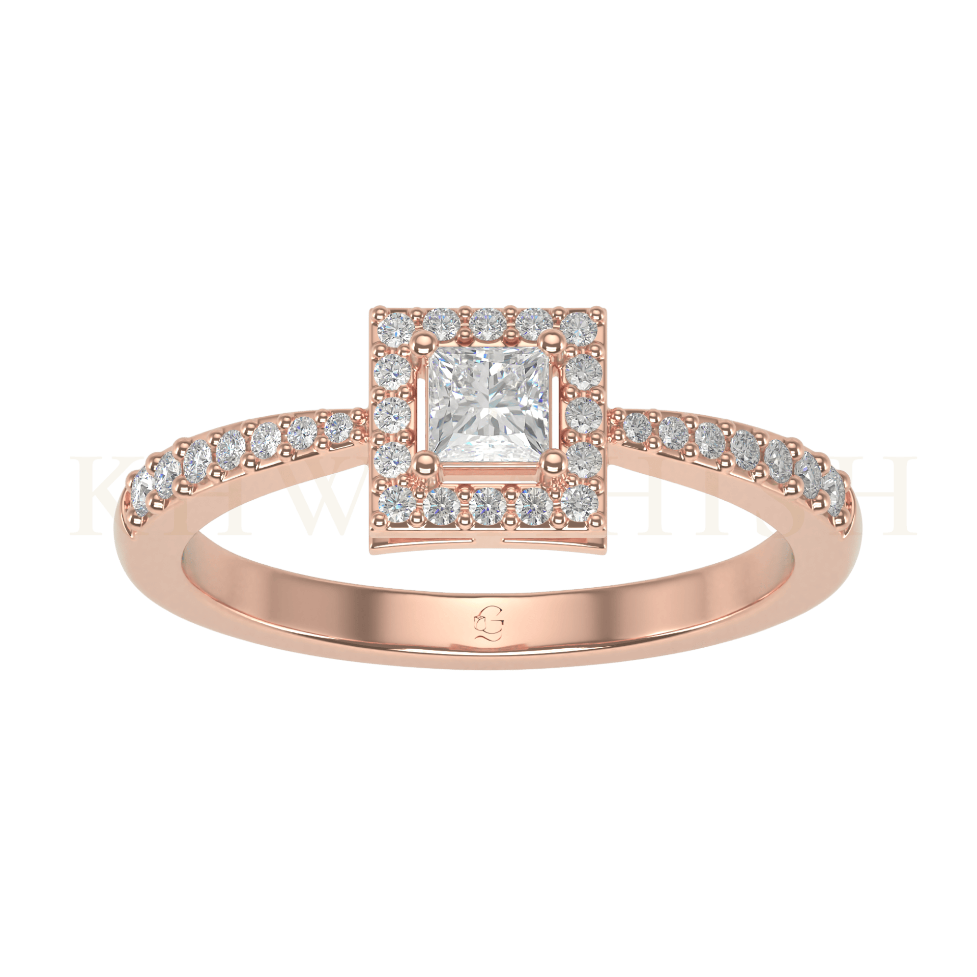 Top view of 0.30 ct Hermione Solitaire Diamond Ring  in rose gold.