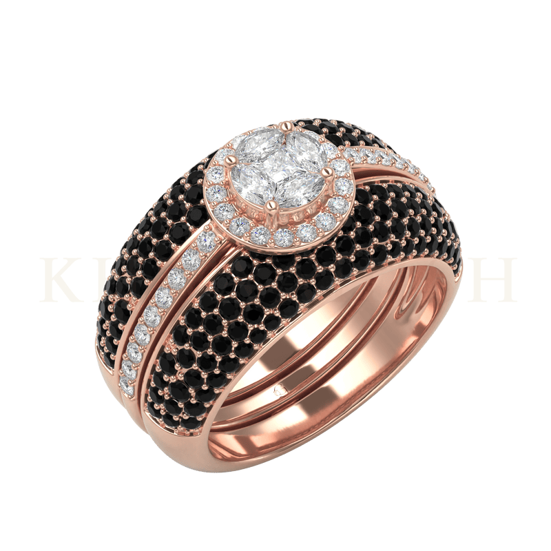 Top view of Entice Me Diamond Jacket Ring in rose gold.