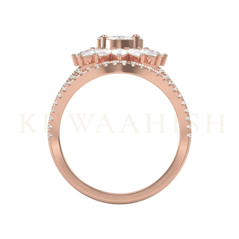 Front view of Shining Fantasy Diamond Jacket Ring in rose gold.