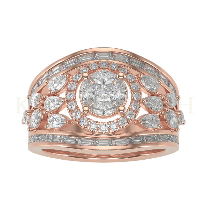 Top view of Compelling Radiance Diamond Cocktail Ring in rose gold.