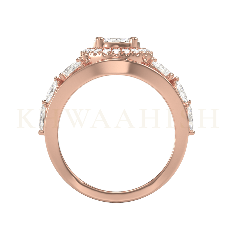 Front view of Compelling Radiance Diamond Cocktail Ring in rose gold.